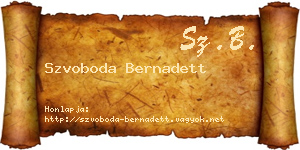 Szvoboda Bernadett névjegykártya